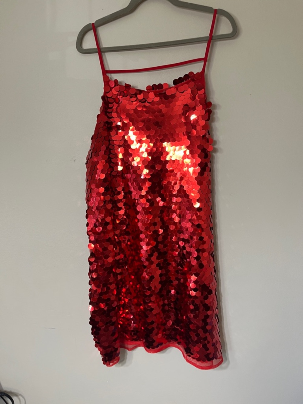 Topshop Red Sequin Mini Slip Skirt